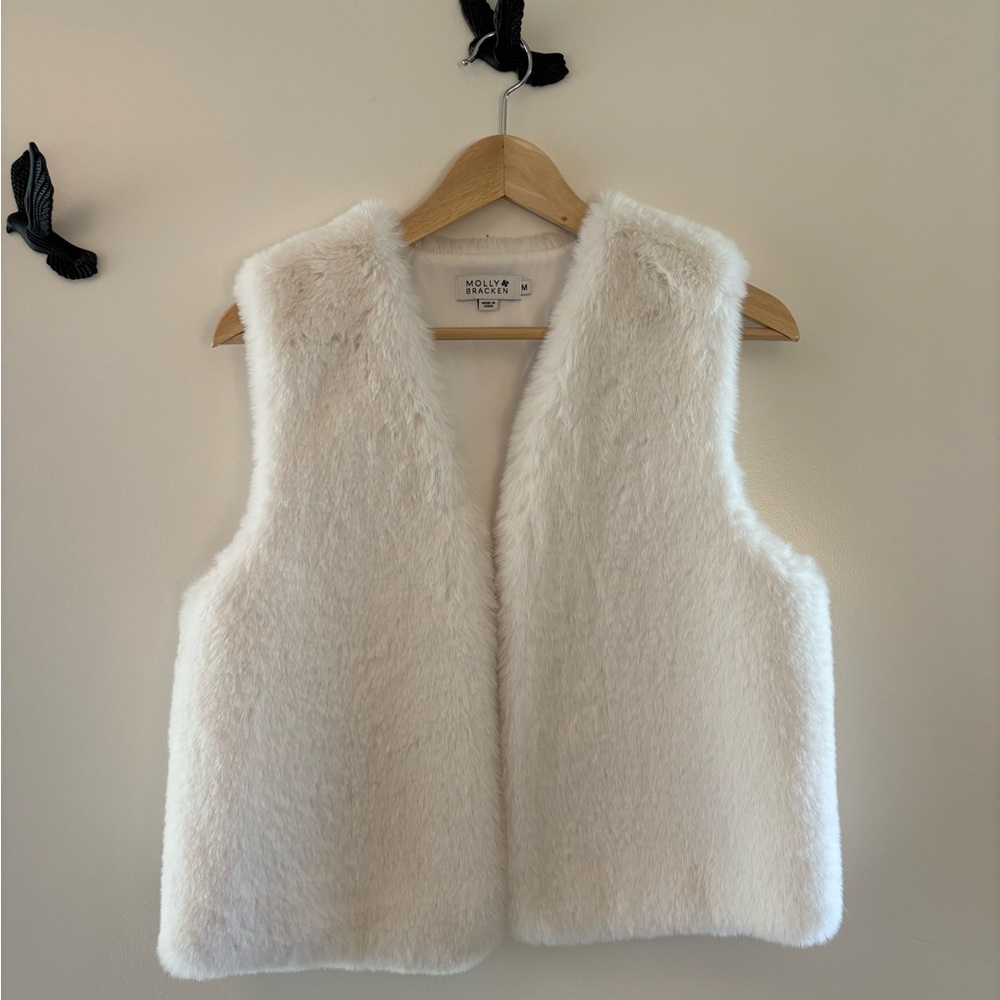 Molly Bracken White Faux Fur Vest
